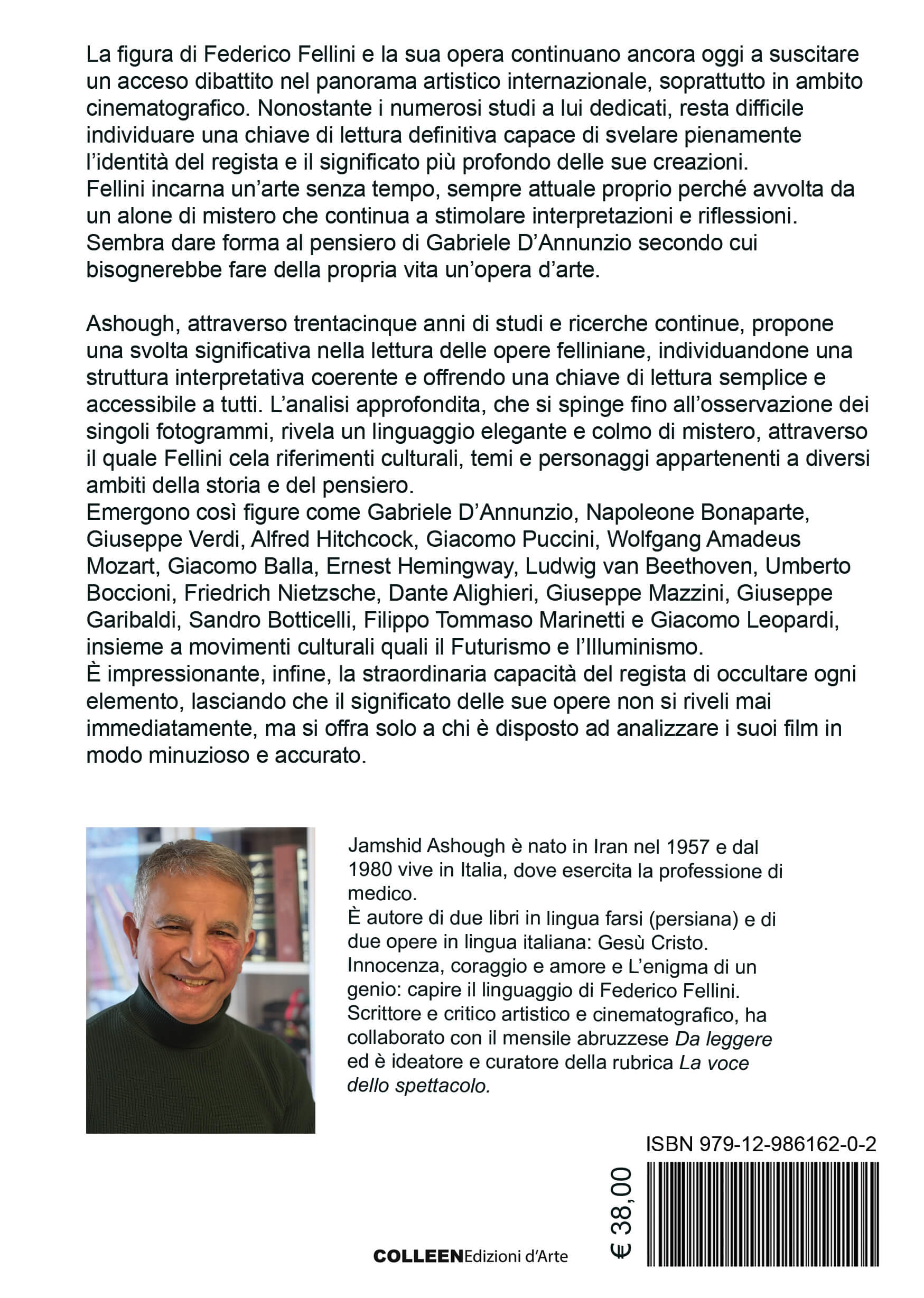 Retro copertina del libro Conoscere l’invisibile universo di Federico Fellini